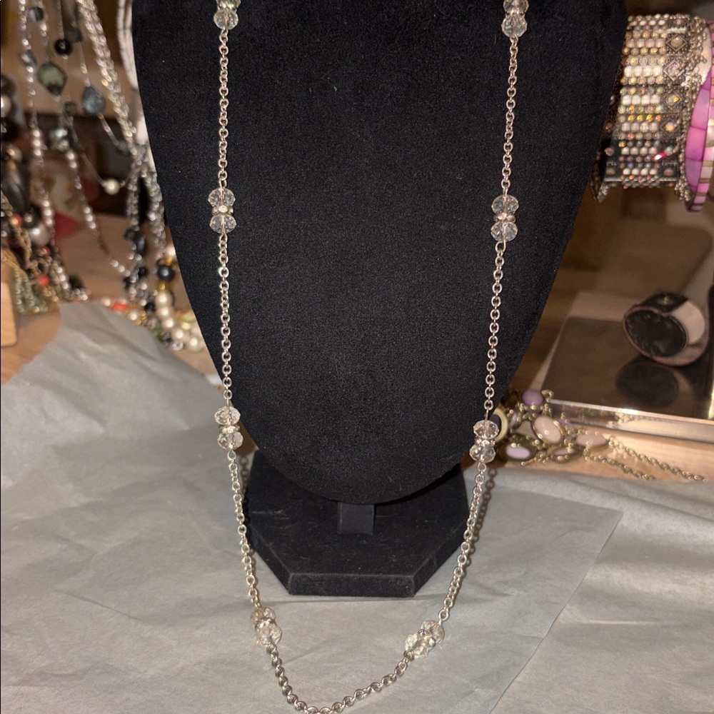 Vintage Banana Republic, faceted, glass bead necklace silver tone